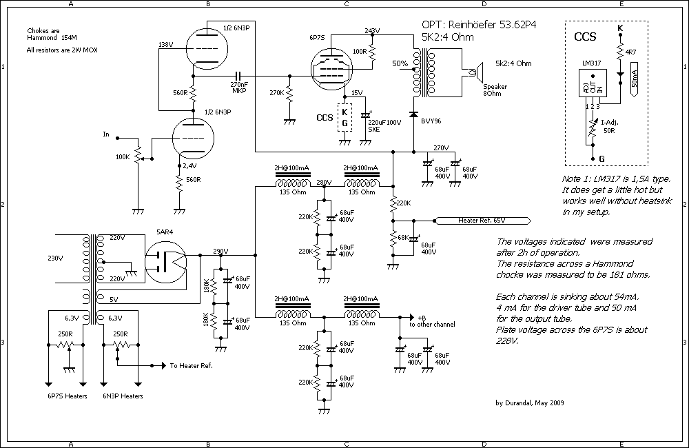 Durandal 6P7S Single Ended Amplifier