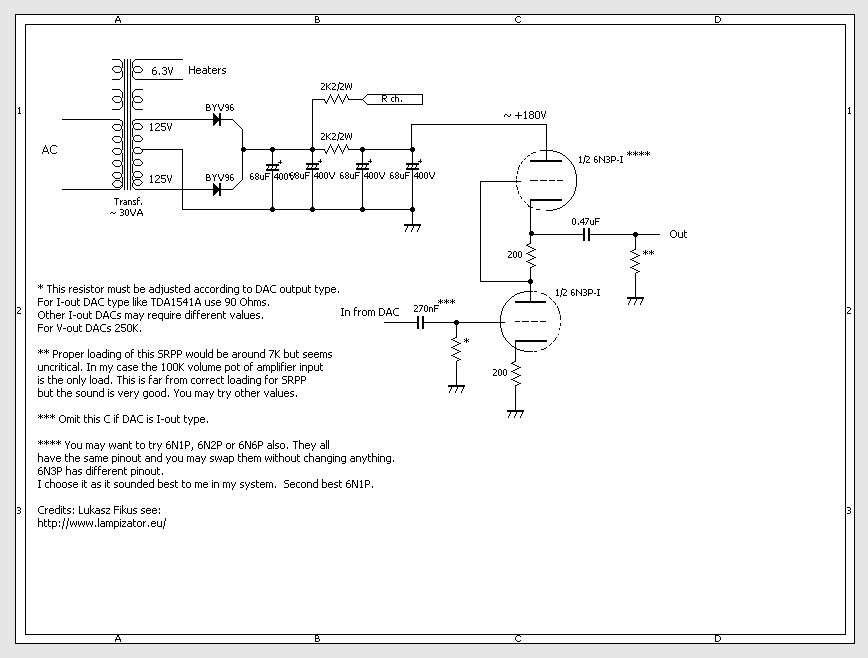 Skematic Diagram 6N3P Pre-amp