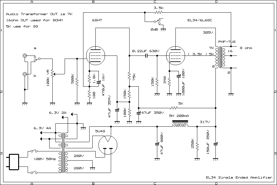 Pmf 7ws使用 6550 El34 ミニ シングルアンプの製作