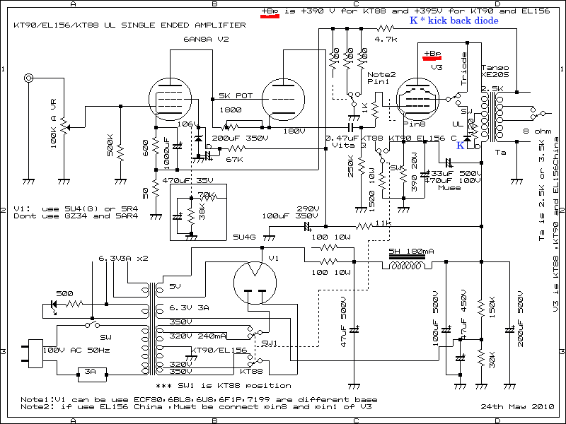 EL156/6550/KT88 シングルアンプの製作:中国製 EL156 の逆襲そしてKT90