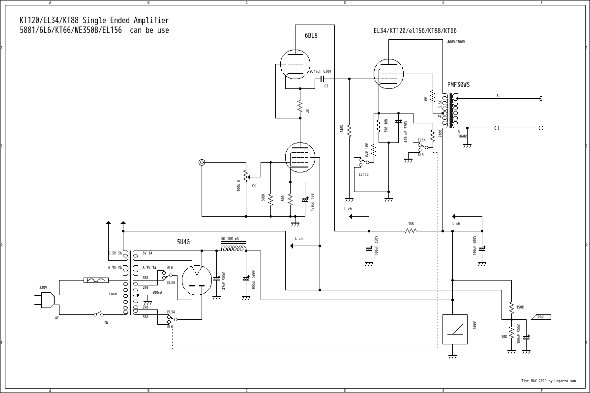 6l6 Single Ended Amplifier Schematic